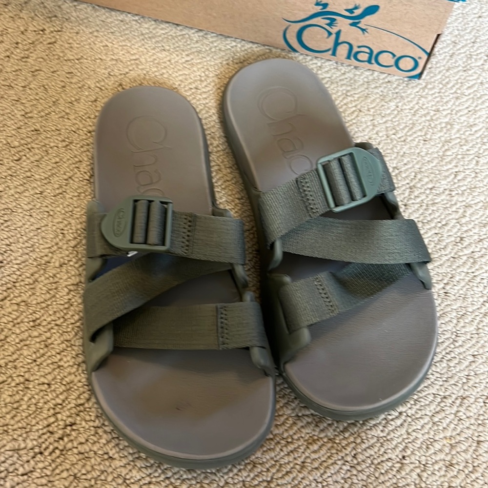 Chaco Chillos Slide Sandal, olive size 8